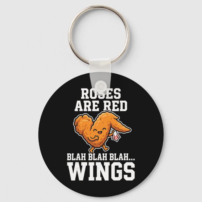 Buffalo Wings Kyckling Rosor Är Röda Rolig Dag Vin Nyckelring (Framsida)