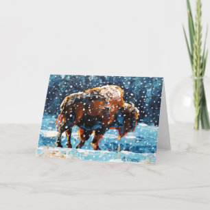 Buffel i snö Falt gratulationskort Vinter snö Kort