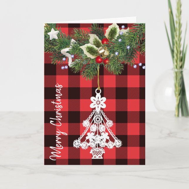 Buffel Plaid Vit Julgransprydnad  Helgkort (Framsida)