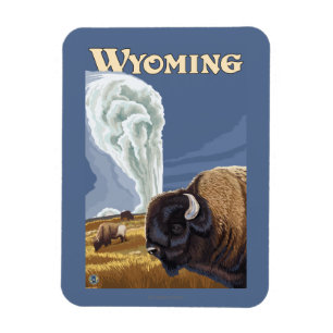 Buffel vid den gammala trogna vintage magnet