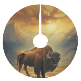 Buffelbison Solnedgång Silhuett Julgransmatta Borstad Polyester