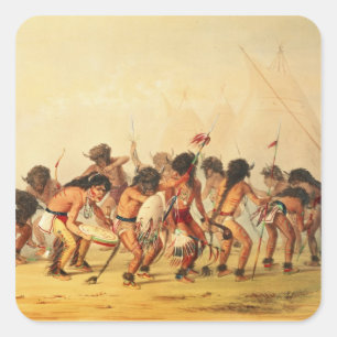 Buffeldans, c.1832 fyrkantigt klistermärke