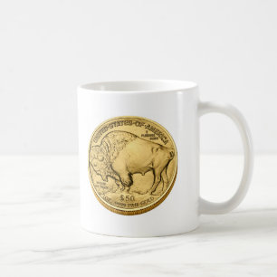 Buffelguldtackaguld myntar kaffemugg