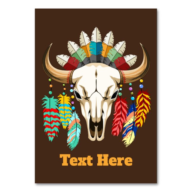 Buffelhuvudskalle Native American-emblem Bordsnummer (Framsidan)