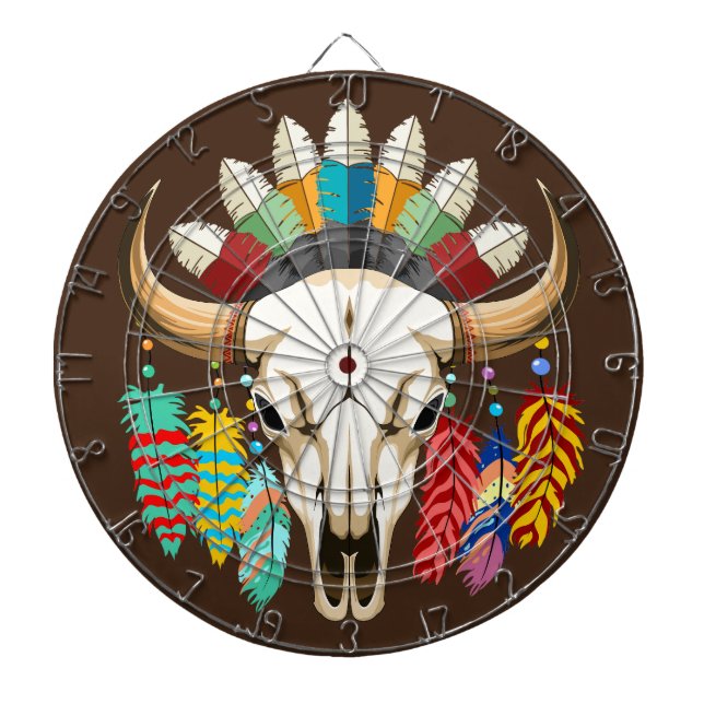 Buffelhuvudskalle Native American-emblem Darttavla (Framsidan)