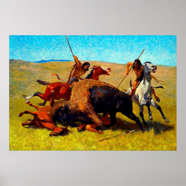 Buffeljakt Frederic Remington 1890 Poster (Framsidan)