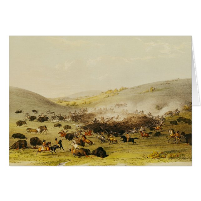 Buffeljakt, Surround, c.1832 Hälsningskort (Framsidan Horizontal)