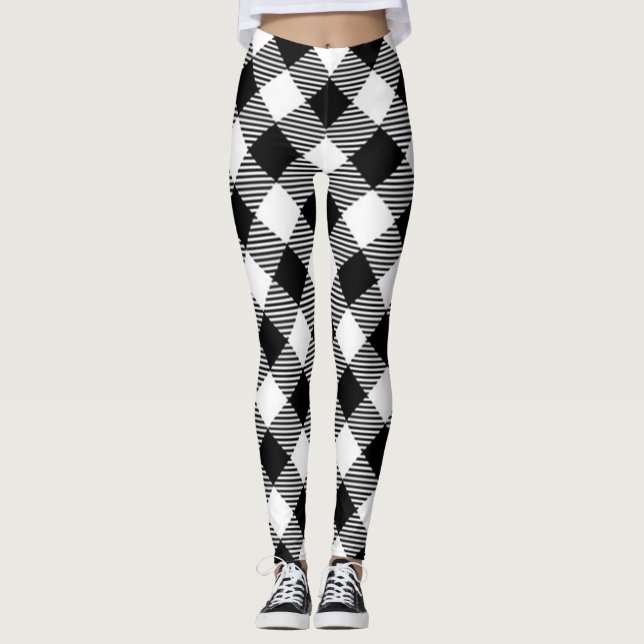 buffelkontroll, svart och vit mönster leggings (Framsida)