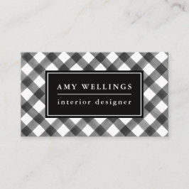 Buffelkontrollsvart & nätt vitpläd som är enkel & visitkort