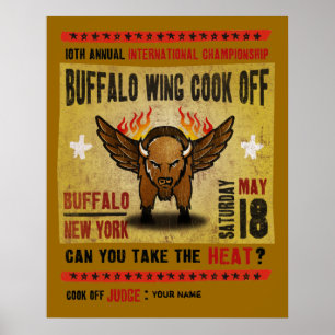 Buffeln NY - avfyra den varma buffelvingeKocken-Av Poster