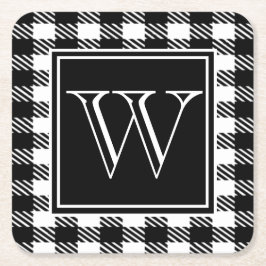 Buffelpläd din färg & Monogram Underlägg Papper Kvadrat