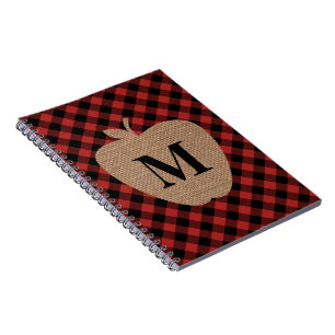 Buffelpläd och BurlapMonogram Apple Anteckningsbok
