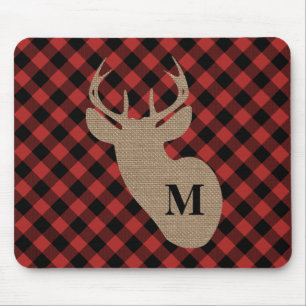 Buffelpläd och BurlapMonogramhjort Musmatta