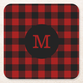 BuffelplädMonogram Underlägg Papper Kvadrat