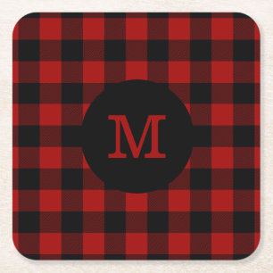 BuffelplädMonogram Underlägg Papper Kvadrat