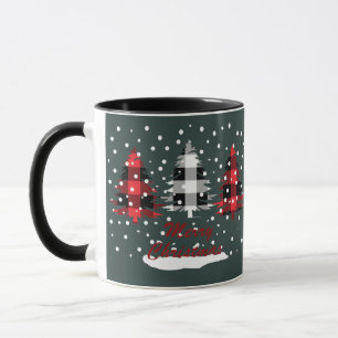 buffelplaid dekorated christmas gräs träd mugg