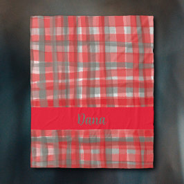 buffelpläterad röd grått-tartan, modern vattenfärg fleecefilt
