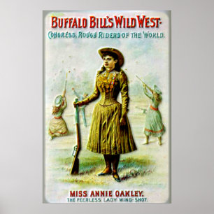 Buffelräkning affisch Annie Oakley för vilda