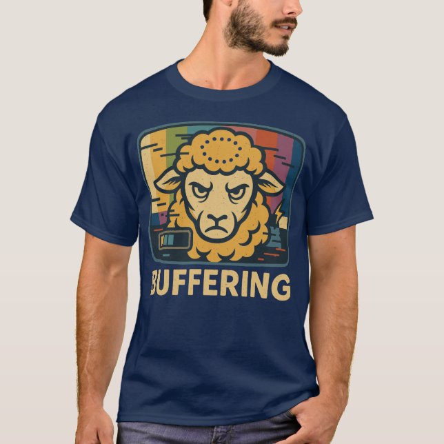 Buffering Sheep Glitch Art T-Shirt (Framsida)