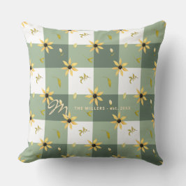 Buffertkontroll för vintagens blommigt Sage grönt Kudde