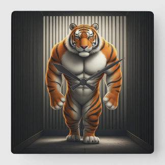 Bufferttiger i burkens kvadratklocka fyrkantig klocka