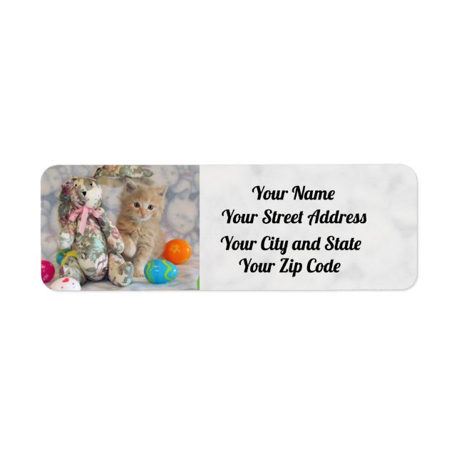 Buffingtons Adressetiketter i Påsk - Katt/Kitten Returadress Etikett (Framsidan)