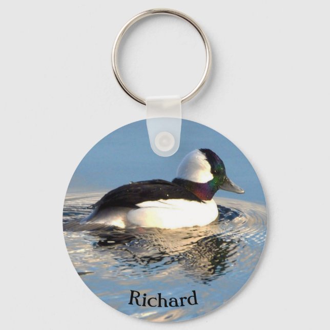Bufflehead Duck Keychain Nyckelring (Framsida)