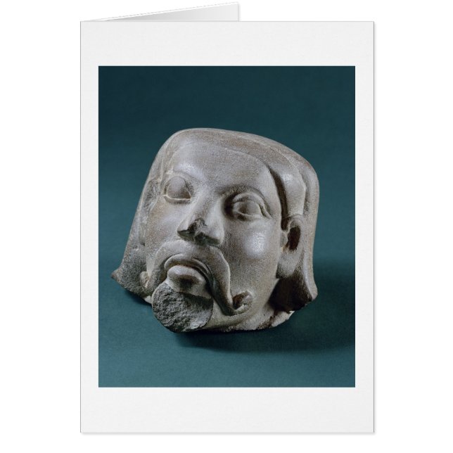 Buffrad sandstenshuvud för en utlänning, Sarnath,  Hälsningskort (Framsidan)