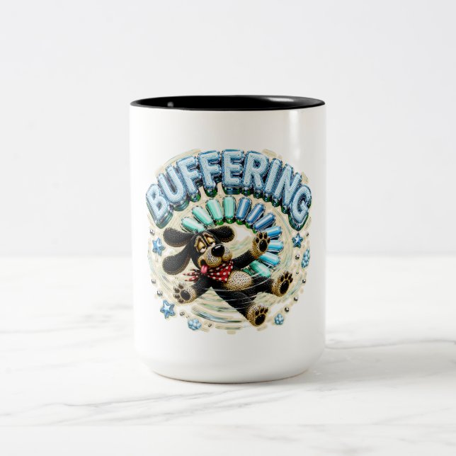 Buffring Vänligen Vänta Roligt Teknik Två-Tonad Mugg (Center)