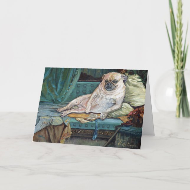 Buffy Dumplin in her Boudoir Pug Helgdag Card Kort (Framsida)