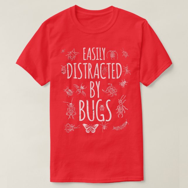 Bug lätt distraherad av insekter Roliga insekter V T Shirt (Design framsida)