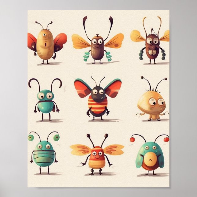 bug, varelse, insekter, konstiga bugs poster (Framsidan)