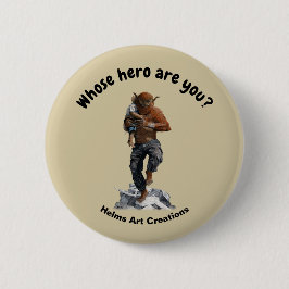 Bugbjörn Hero Child Rädding Fantasy Art Button Knapp