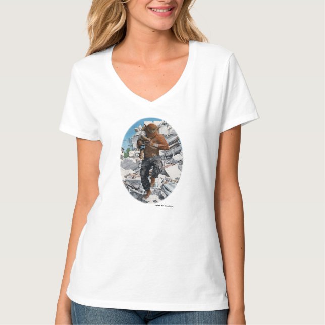 Bugbjörn Hero Rädda barnfantasy Art T-shirt (Framsida)
