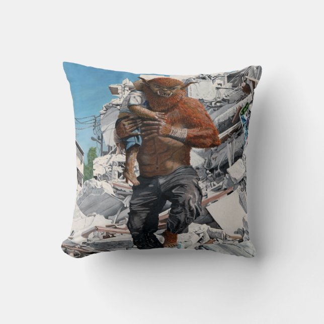 Bugbjörn Hero räddade barnfantasy Dekorativ kudde (Framsida)