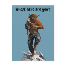 Bugbjöro Hero Child Rädding Fantasy Art Postcard