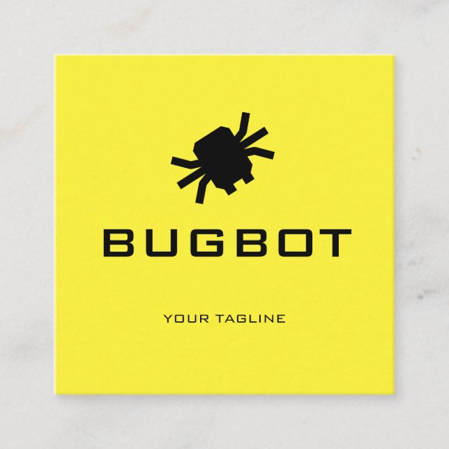 Bugbot-logotyp | Teknik- eller robotvarumärke Fyrkantigt Visitkort (Framsida)