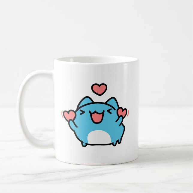 BugCat Capoo cat, Kawaii Tecknad Cat kärlek Kaffemugg (Vänster)