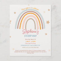 Buget Rainbow Fiver Party Birthday-inbjudan