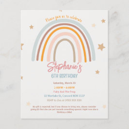 Buget Rainbow Fiver Party Birthday-inbjudan Flygblad