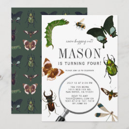 Bugg & Insekter Vintage Pojkfödelsedag Inbjudningar