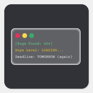 Buggar hittade: 404 Roligt programmerare bärbar da Fyrkantigt Klistermärke