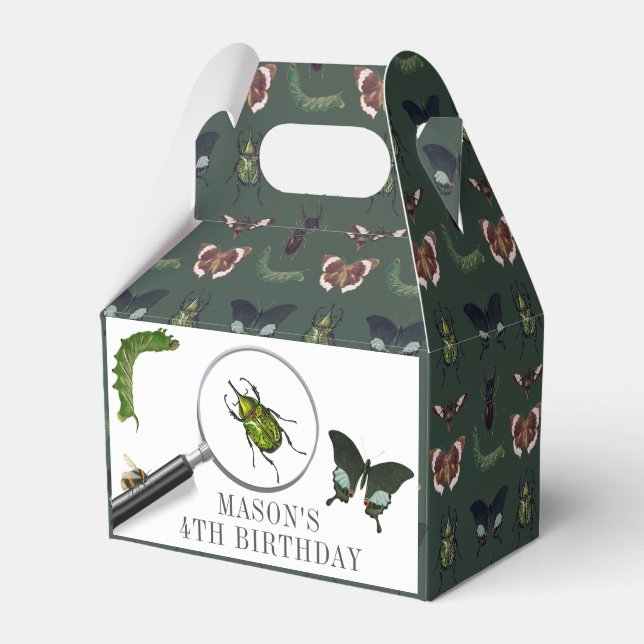 Buggar & Insekter Vintage Pojkfödelsedag Grön Presentaskar (Framsidan Sidan)