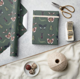 Buggar & Insekter Vintage Pojkfödelsedag Grön Presentpapper