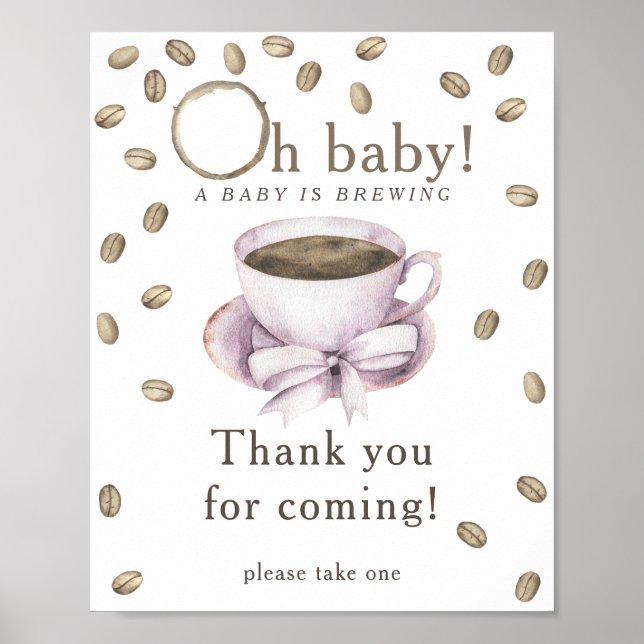 buggar och kaffebabydusch Tack för att du kom Poster (Framsidan)