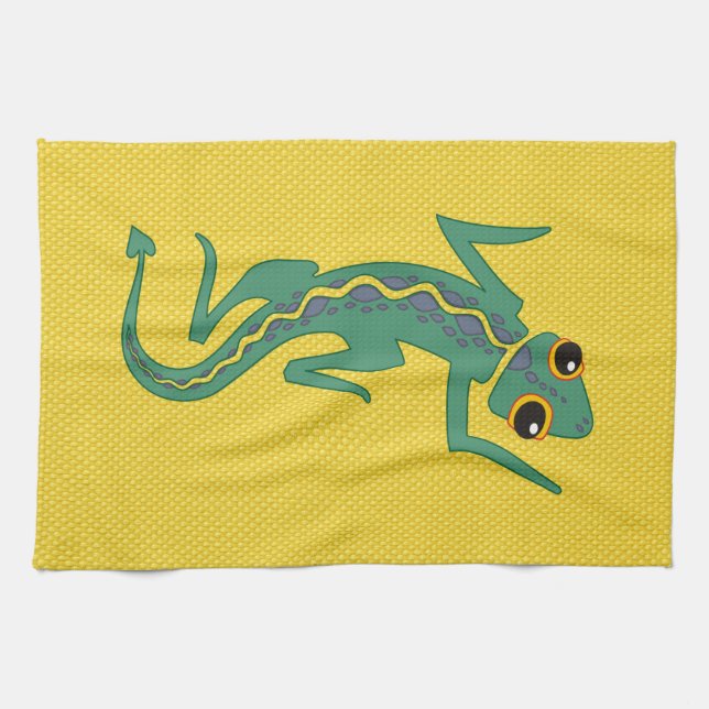Buggi Grönt Lizard Artistic Clipart-27847 Kökshandduk (Horisontell)
