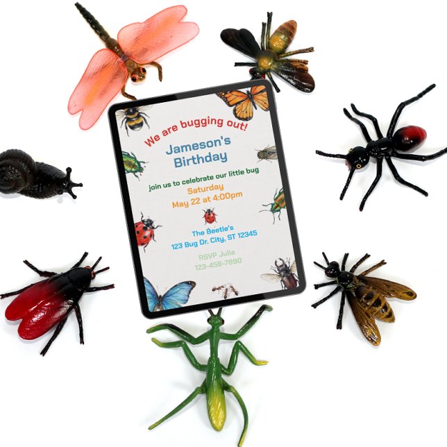 Bugging Out Kids Illustrerad Födelsedag Inbjudningar (Skapare uppladdad)