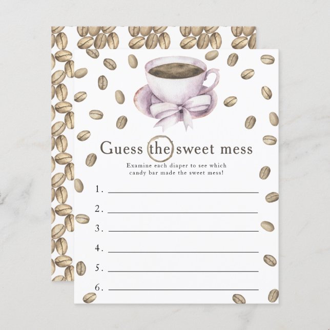 Buggkaffebabyduschen Gissa det söta  spelet (Fram/baksida)