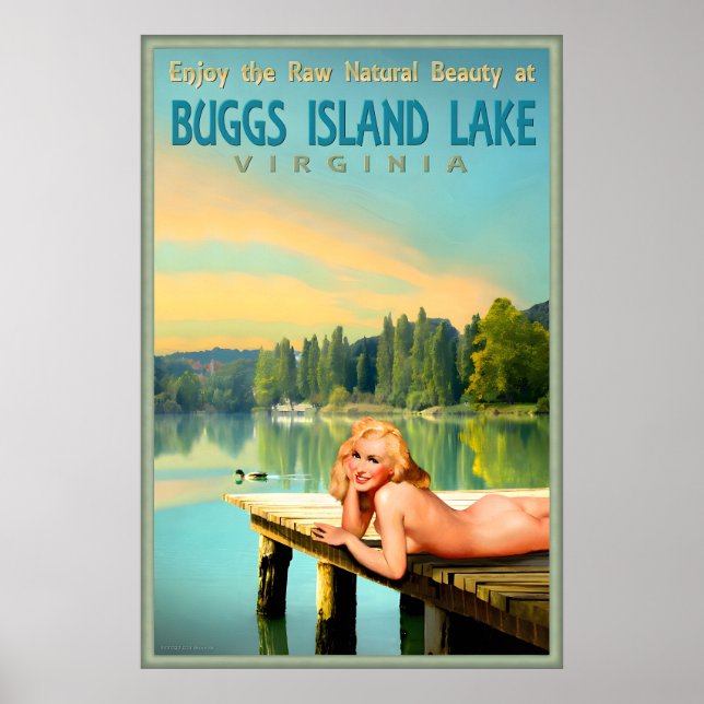 Buggs Island Lake Virginia Marilyn Monroe Pin U Poster (Framsidan)