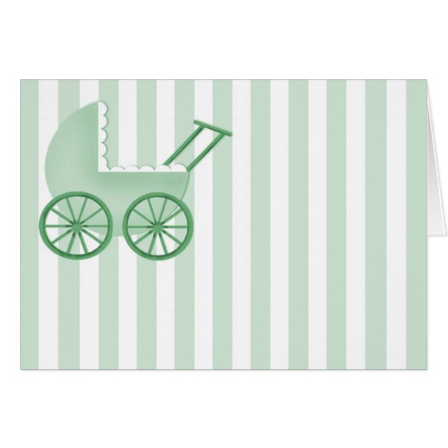 Buggy Card (Baby) (Grönt) OBS Kort (Framsidan Horizontal)